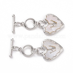 Brass with Shell Toggle Clasps&nbsp;KK-E068-VC164