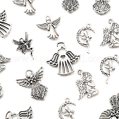 80Pcs Tibetan Style Alloy Moon with Fairy Pendants&nbsp;TIBEP-FA0001-RS