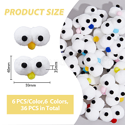 36Pcs 6 Colors DIY Craft Cartoon Movable Eye High-elastic Pom Pom Ball&nbsp;DIY-FH0005-60
