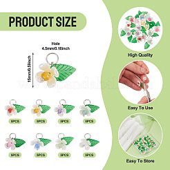 40Pcs 8 Styles Natural Mixed Gemstone Flower Charms&nbsp;PALLOY-TA00291