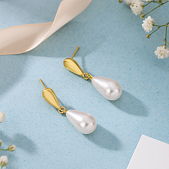 6 Pairs 2 Colors Resin Imitation Pearl Dangle Stud Earrings&nbsp;EJEW-GO0003-19