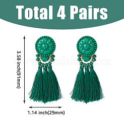 4 Pairs 4 Colors Polyester Tassel Dangle Stud Earrings&nbsp;EJEW-FI0002-41