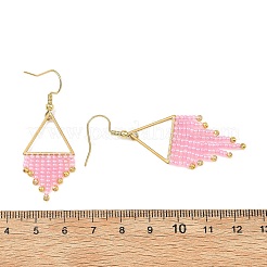 304 Stainless Steel Glass Tassel Dangle Earrings&nbsp;EJEW-MZ00828
