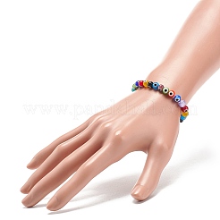 9Pcs 9 Color Handmade Evil Eye Lampwork Round Beaded Stretch Bracelets Set for Children&nbsp;BJEW-JB08899