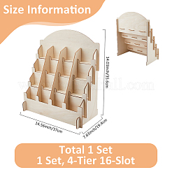 4-Tier 16-Slot Wooden Display Riser Stands&nbsp;ODIS-WH0086-134A