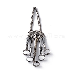 Halloween Themed Skull Alloy Full Hand Ring Bracelet&nbsp;BJEW-L680-01B