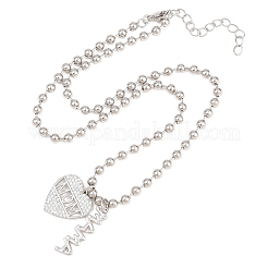 Mother's Day Brass Micro Pave Clear Cubic Zirconia Mom Heart Pendant Necklaces for Women&nbsp;NJEW-A071-06A-P