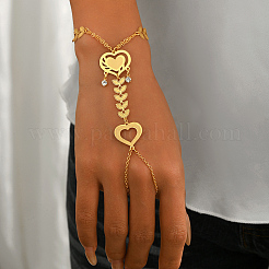 Vintage Heart & Leaf Brass Finger Ring Bracelets&nbsp;XK2544-2