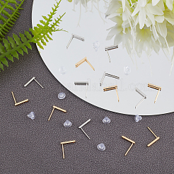 40Pcs 2 Colors Brass Stud Earring Findings&nbsp;KK-BBC0002-80