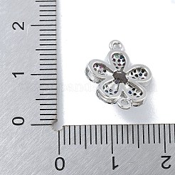 Rack Plating Brass Micro Pave Colorful Cubic Zirconia 5-Petal Flower Connector Charms&nbsp;KK-A234-068P