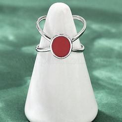 Oval 304 Stainless Steel Enamel Cuff Rings for Women&nbsp;RJEW-G355-03P-02