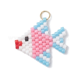 Glass Seed Beaded Fish Pendants&nbsp;PALLOY-MZ01219