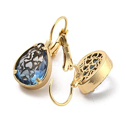 Glass Leverback Earrings&nbsp;EJEW-P269-07KCG