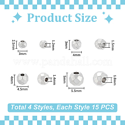60Pcs 4 Styles 304 Stainless Steel Beads&nbsp;STAS-UN0064-67