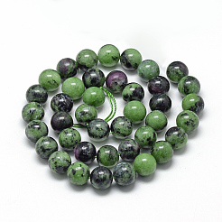 Natural Ruby in Zoisite Beads Strands&nbsp;G-R446-10mm-25