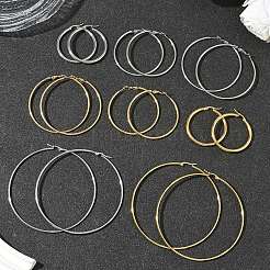 4 Pairs 4 Styles Stainless Steel Hoop Earrings&nbsp;EJEW-YW0001-14G