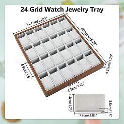 24 Grids Wood Watch Display Trays with Pillows&nbsp;BDIS-WH0008-17B