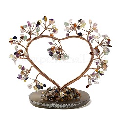 Chakra Natural Mixed Stone Chips Love Heart Tree Decorations&nbsp;DJEW-P017-B05