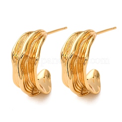 Brass C-Shaped Stud Earrings&nbsp;EJEW-A143-05G