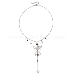 201 & 304 Stainless Steel Moon Star Butterfly Pendant Cable Chain Necklaces&nbsp;NJEW-TA00228