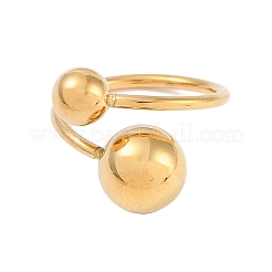 Ion Plating(IP) 304 Stainless Steel Round Open Cuff Ring for Women&nbsp;RJEW-C097-07G