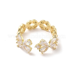 Brass Micro Pave Cubic Zirconia Open Cuff Rings&nbsp;RJEW-R146-17D-G