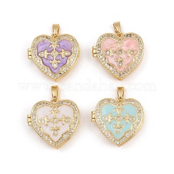Brass Micro Pave Cubic Zirconia Locket Pendants&nbsp;KK-P335-08G