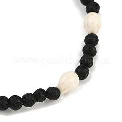 2Pcs Natural Lava Rock & Synthetic Turquoise Beads Stretch Bracelets for Men Women&nbsp;BJEW-JB12132