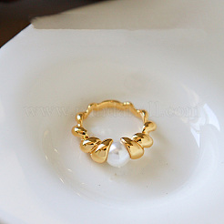 Twist Brass & Plastic Pearl Finger Rings&nbsp;WG278BB-01