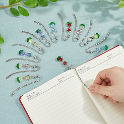 15Pcs 5 Colors Glass Tulip Charms Bookmarks&nbsp;AJEW-HS00009