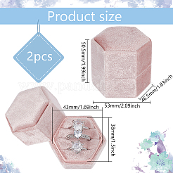 3-Slot Hexagonal Velvet Ring Boxes&nbsp;AJEW-WH0471-26B