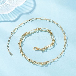 Brass Paperclip Chain and Rectangle Link Chain Necklaces for Women&nbsp;NJEW-JN05673