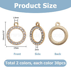 60Pcs 2 Colors Alloy with Rhinestone Pendants&nbsp;FIND-HS0002-62A