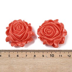Synthetic Coral Dyed Carved Links&nbsp;SHEL-Z003-01B