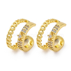 Rack Plating Brass Micro Pave Clear Cubic Zirconia Cuff Earrings&nbsp;EJEW-H147-14G
