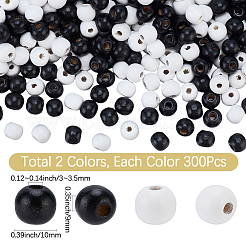 600Pcs 2 Colors Dyed Natural Wood Beads&nbsp;WOOD-SC0002-37B