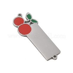 304 Stainless Steel Red Enamel Connector Charms&nbsp;STAS-P377-15P