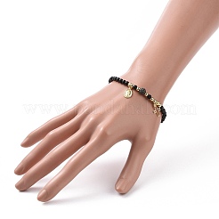 Natural Howlite & Dyed & Heated Black Agate Beaded Bracelets Sets&nbsp;BJEW-JB09045