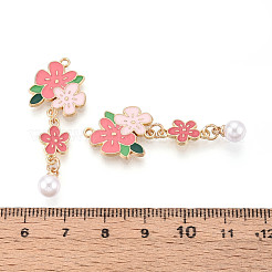 Alloy Enamel and ABS Imitation Pearl Pendants&nbsp;ENAM-T022-49KCG