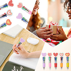 15Pcs 5 Colors Plastic Heart-Shaped Multi-Color Ballpoint Pen&nbsp;AJEW-TA0005-79