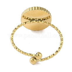 Ion Plating(IP) 304 Stainless Steel Enamel Flat Round Open Cuff Rings for Women&nbsp;RJEW-L107-042G-02