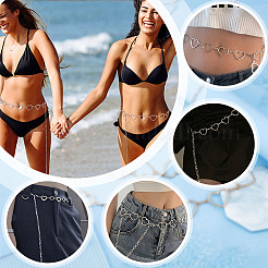 2Pcs 2 Style Alloy Heart Waist Chains&nbsp;AJEW-PH0004-05