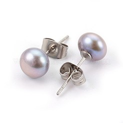 Natural Pearl Beads Ear Studs&nbsp;EJEW-JE02880-01