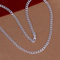 Popular Silver Color Plated Brass Curb Chain Necklaces For Men&nbsp;NJEW-BB12724-28