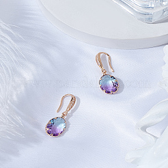 1 Pair Brass Cubic Zirconia Dangle Earrings&nbsp;EJEW-LP0003-67C