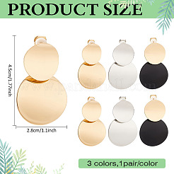 3 Pairs 3 Colors Iron Alloy Flat Round Clip-on Earrings&nbsp;EJEW-ME0001-14
