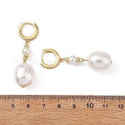 Oval Shell Pearl Drop Earrings&nbsp;EJEW-JE07361-01