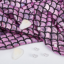 Sparkly Hologram Spandex Mermaid Printed Fish Scale Fabric&nbsp;AJEW-WH0001-44