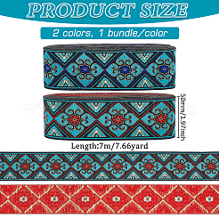 2 Bundles 2 Styles Ethnic Style Polyester Embroidery Ribbons&nbsp;OCOR-FG0002-29