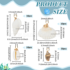 80Pcs 3 Styles Natural Mixed Shell Pendants&nbsp;SHEL-NB0001-71